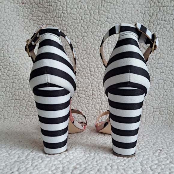 Shoe Dazzle Black and Pink Striped Heels - Picture 4 of 9